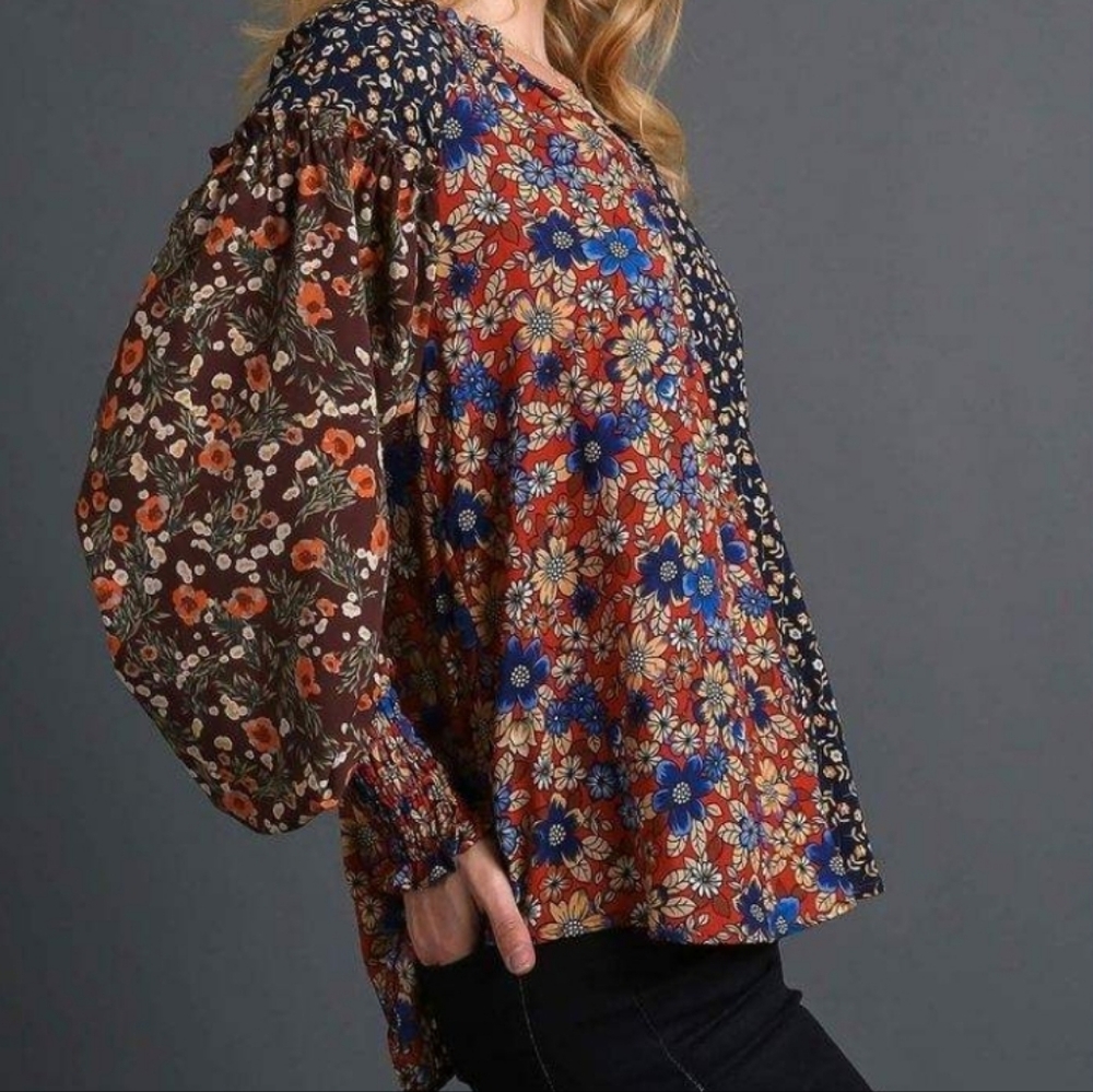 Umgee Womens Mix Media Lightweight Bohemian Blouse Top. Sz L - Picture 6 of 6